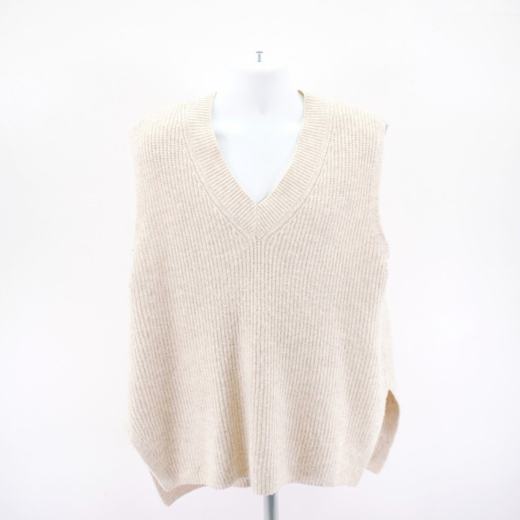 Vince Camuto Xl Knit V-Neck Sweater Vest Pullover Tan Knit Acrylic Polyester Spa